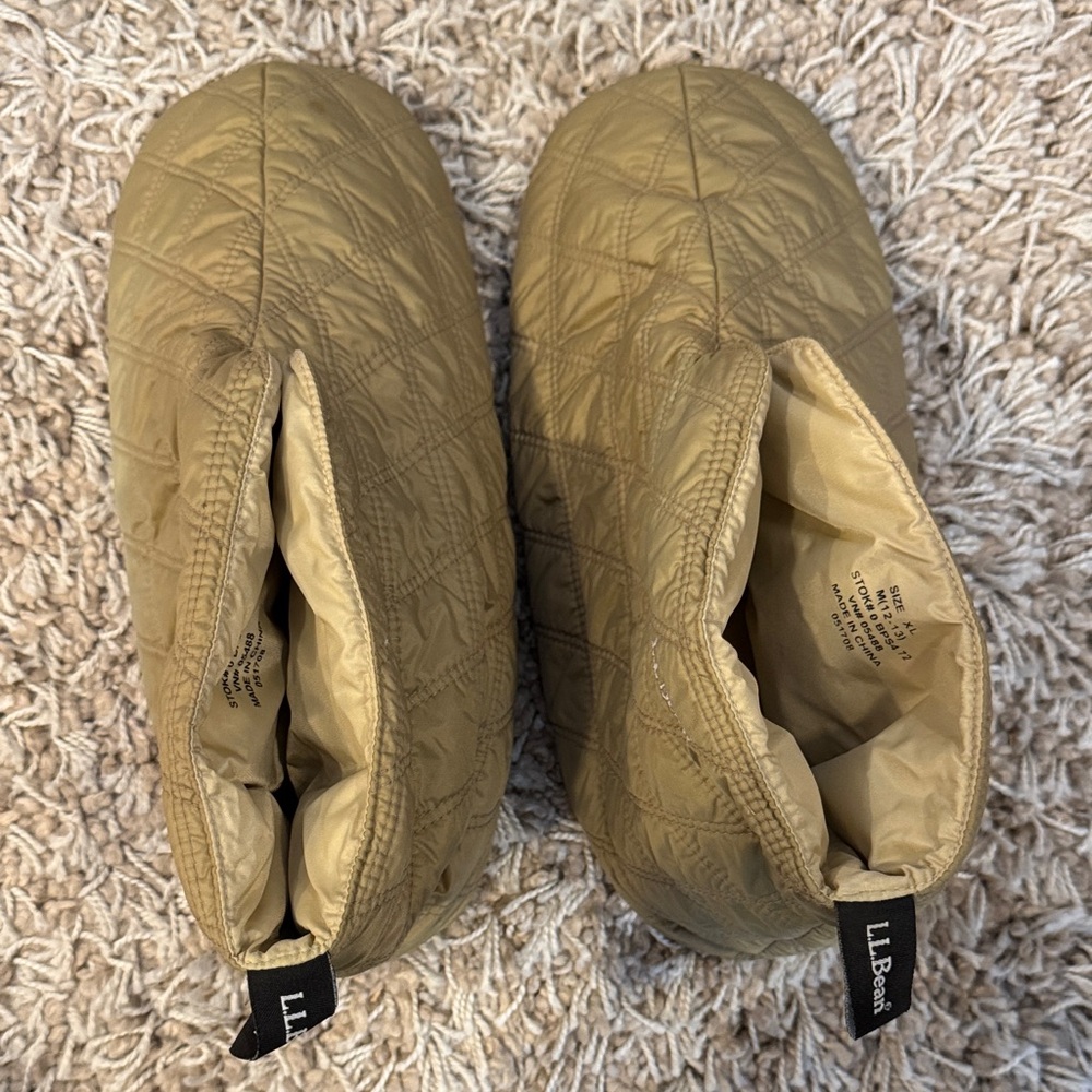 L.L. Bean Tan Quilted Indoor Slippers